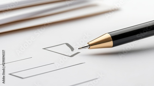 Wallpaper Mural Close-up view of an A4 paper with multiple check boxes, one highlighted by a pen, symbolizing clarity in completing forms Torontodigital.ca