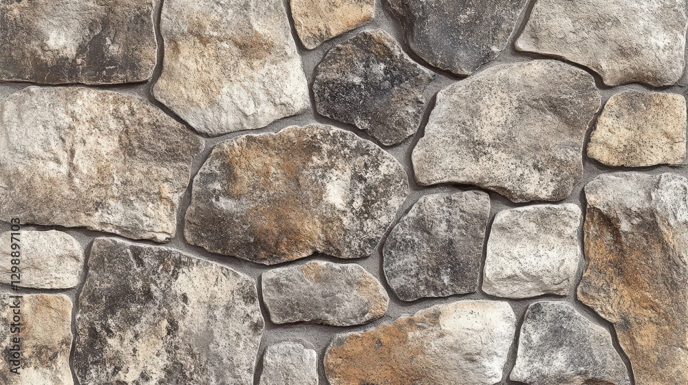 A textured stone wall with varied shades of grey and brown A textured stone wall with varied shades of grey and brown