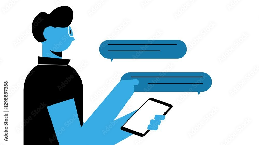 Animation of a man having a conversation on a smartphone Animation of a man having a conversation on a smartphone
