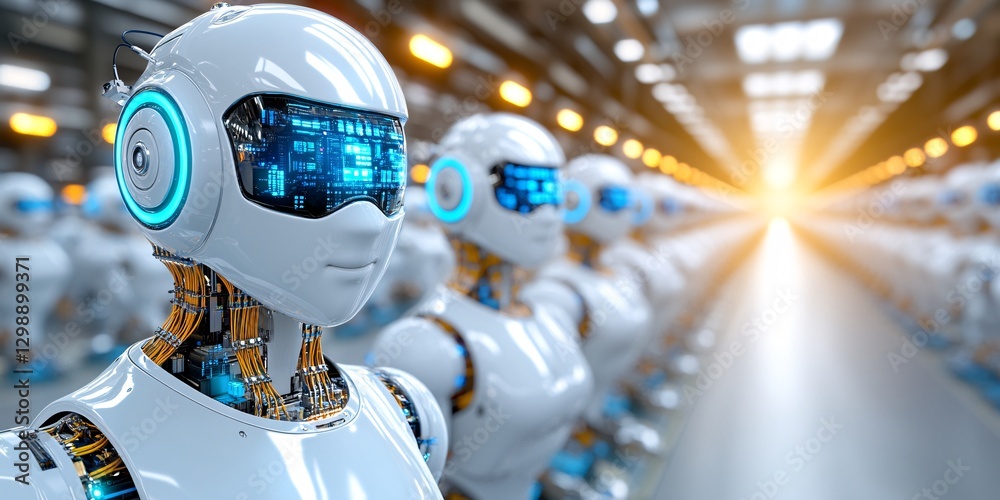 Fototapeta premium futuristic robots in a high-tech production line