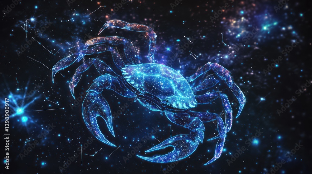 Abstract crab zodiac sign in space Abstract crab zodiac sign in space