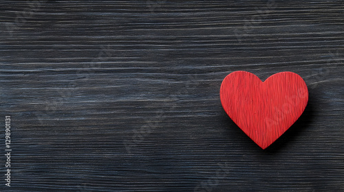 Red Wooden Heart Shape Against A Dark Textured Wood Background For Valentine