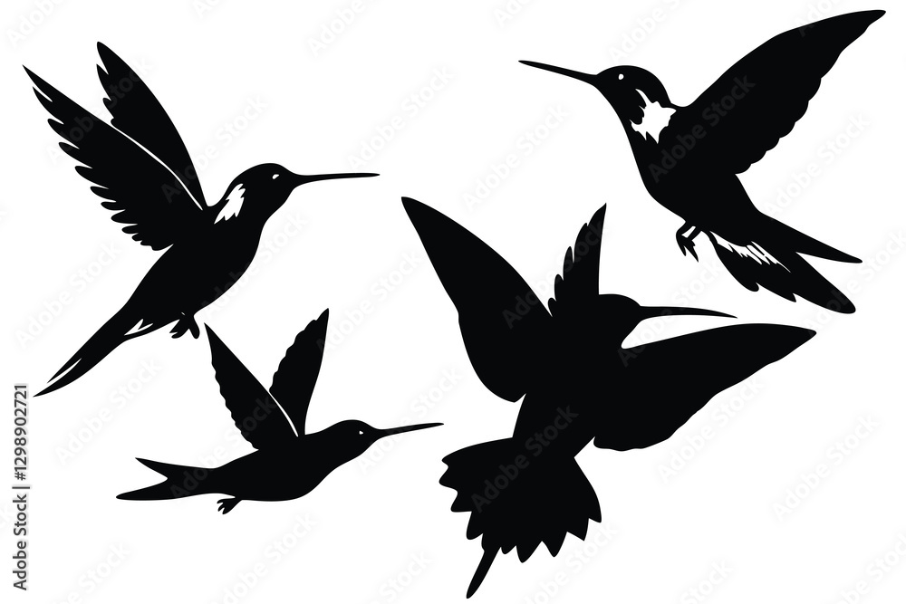 Obraz premium hummingbird silhouette isolated on white