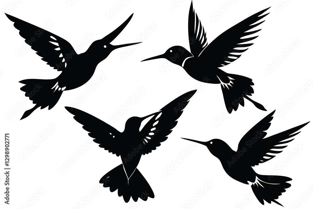 Obraz premium hummingbird silhouette isolated on white