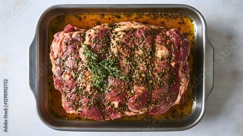 Herb Crusted Prime Rib Roast in Baking Dish