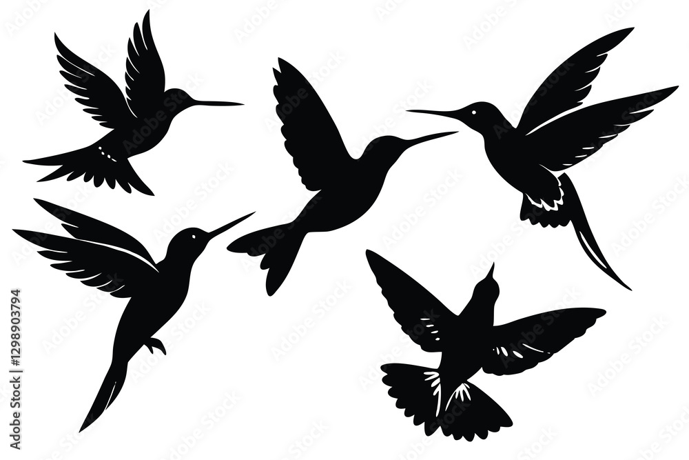 hummingbird silhouette isolated on white hummingbird silhouette isolated on white