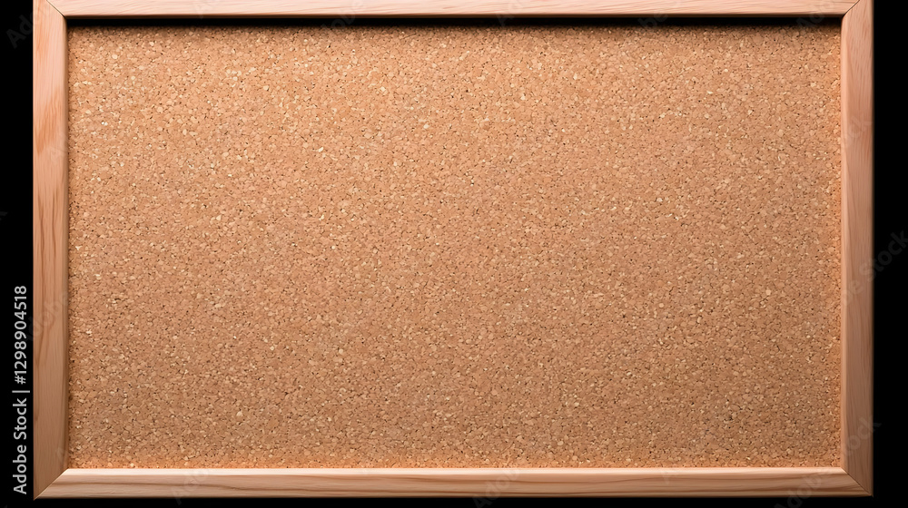 Fototapeta premium Empty Brown Corkboard With Wooden Frame And Dark Background For Message Display