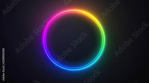 A vibrant neon circle glowing against a dark background.