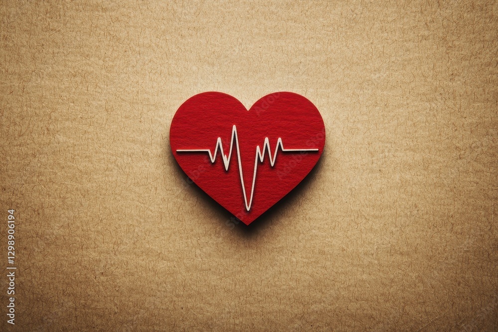 Medical diagnostic and heart health check. Red heart with a heartbeat line on a textured background, symbolizing love and health. Medical diagnostic and heart health check. Red heart with a heartbeat line on a textured background, symbolizing love and health.