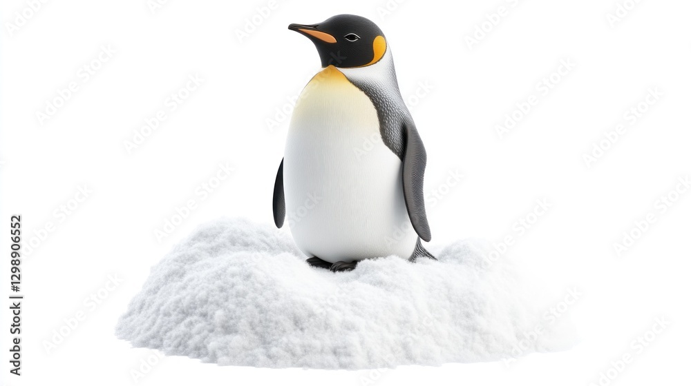 Fototapeta premium Emperor penguin on snow mound