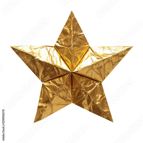 Golden Star Decoration Made From Shiny Material, Perfect for Festive Occasion...