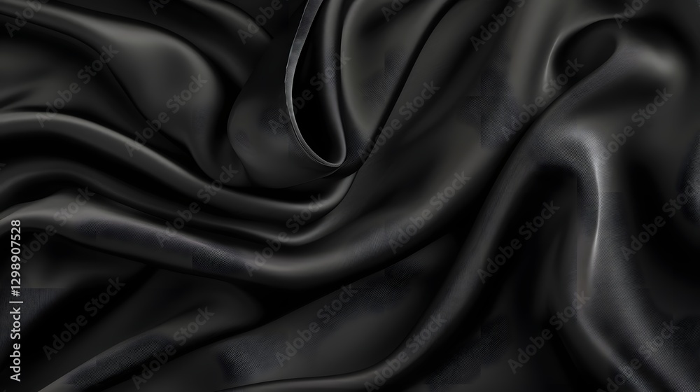 Obraz premium Elegant Flowing Black Silk Texture with Soft Lighting and Smooth Curves
