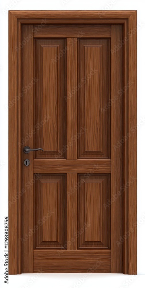 Dark Brown Wooden Door with Raised Panels and Simple Handle Dark Brown Wooden Door with Raised Panels and Simple Handle