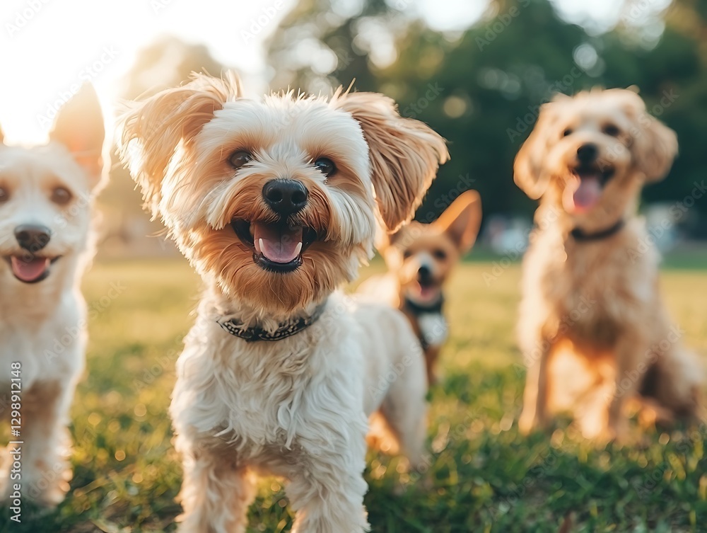 Playful dogs enjoying a sunny day in the park animal photography natural environment close-up view Playful dogs enjoying a sunny day in the park animal photography natural environment close-up view