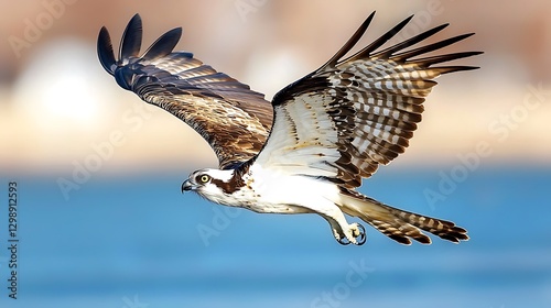 Osprey hunting fish coastal waters wildlife photography serene environment aerial viewpoint nature concept