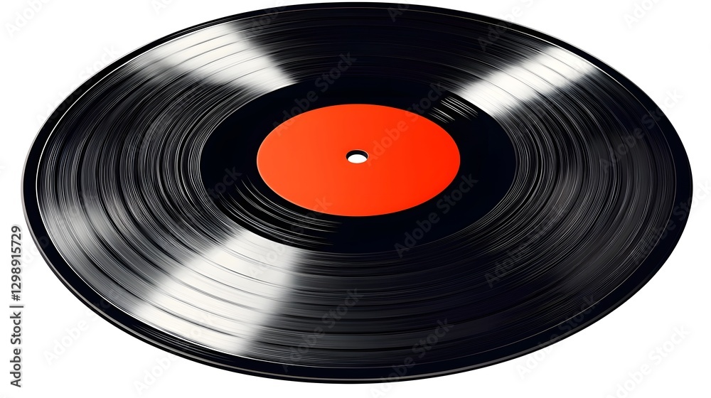 Fototapeta premium Spinning Vinyl Record with Stylized Grooves on White Background