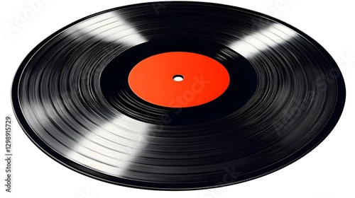 Spinning Vinyl Record with Stylized Grooves on White Background