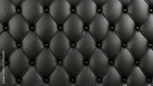 Luxurious black tufted leather upholstery showcasing intricate diamond patterns for elegant interiors