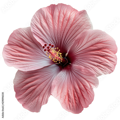 Beautiful Hibiscus Flower With Pink Petals Showcasing Intricate Details in Na...