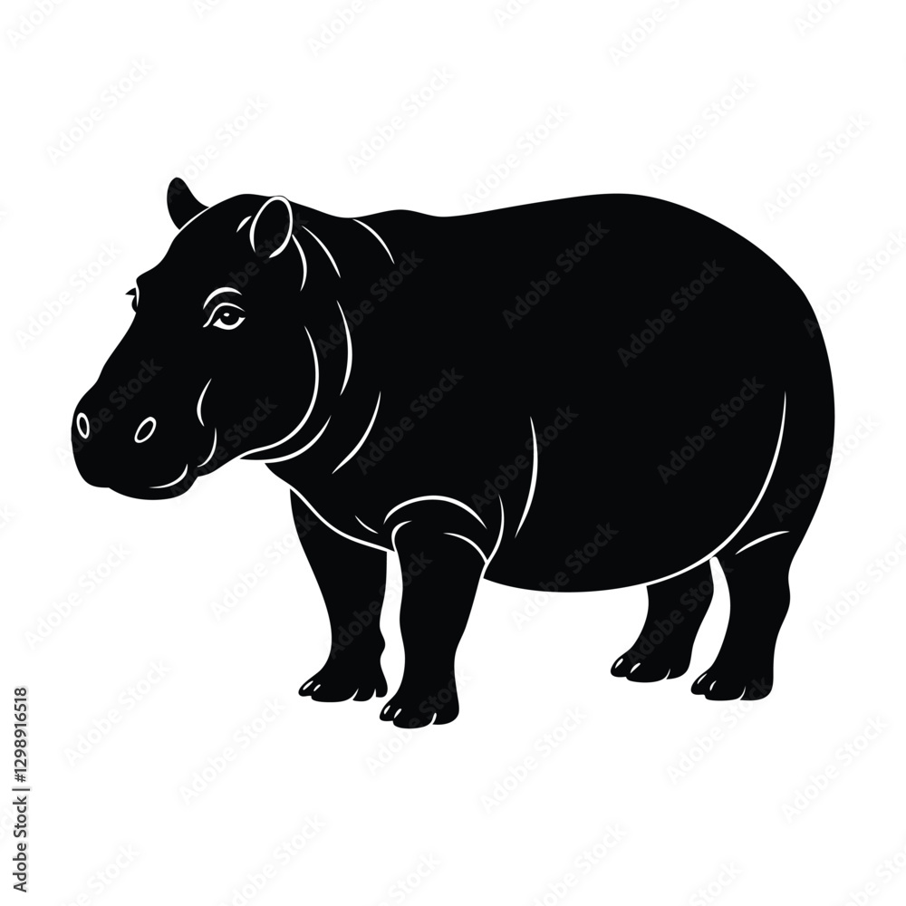 Obraz premium Hippo silhouette isolated on white background