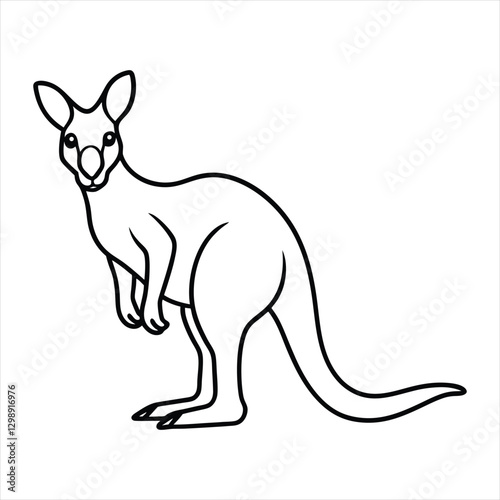 Kangaroo Line Art Drawing Simple Black and White