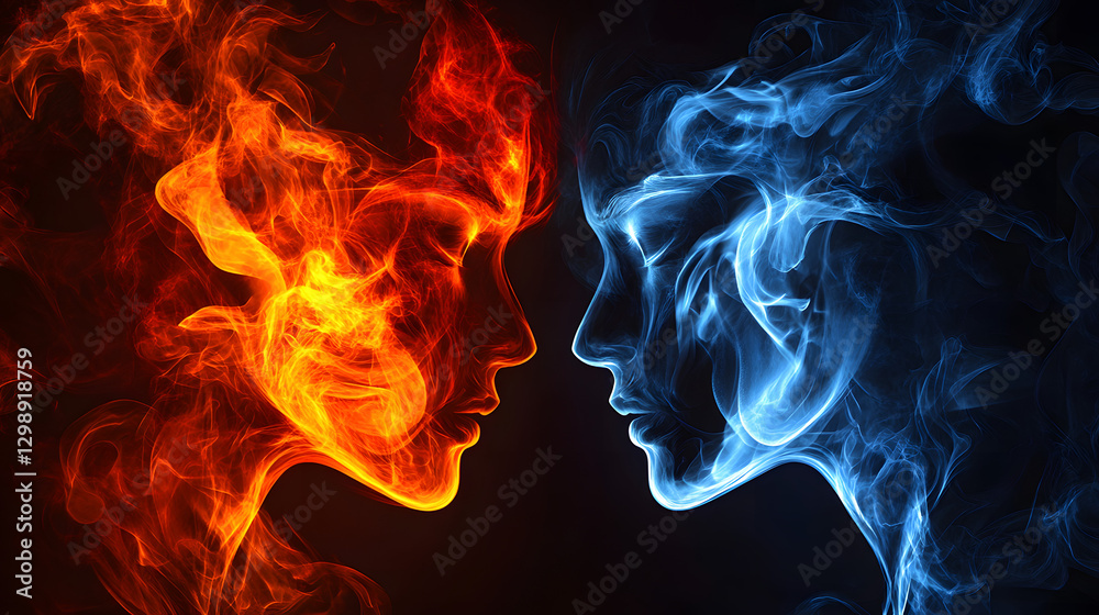 A vector background with two flames, one red and the other blue, representing passion and creativity
A vector background with two flames, one red and the other blue, representing passion and creativity