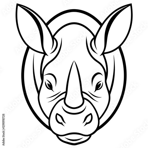 black and white rhinoceros head vector in white background
