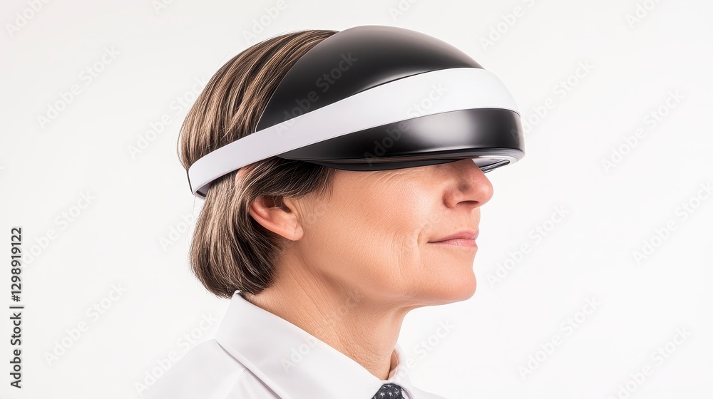 Business Professional Using Innovative Virtual Reality Headset Technology Business Professional Using Innovative Virtual Reality Headset Technology