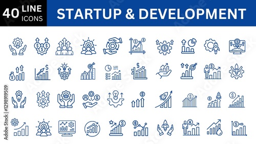 Startup and development  icon collection set. 