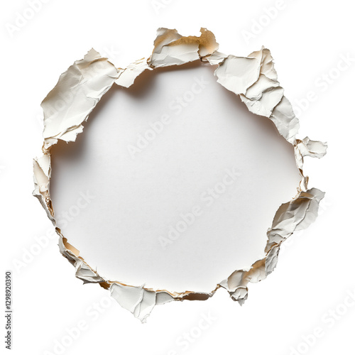 Torn Paper Circle Revealing Blank Space Ideal for Creative Designs and Promot...
