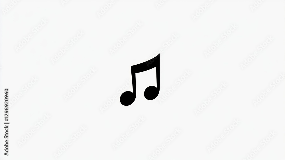 Eighth note music symbol, white background, simple design, website icon Eighth note music symbol, white background, simple design, website icon