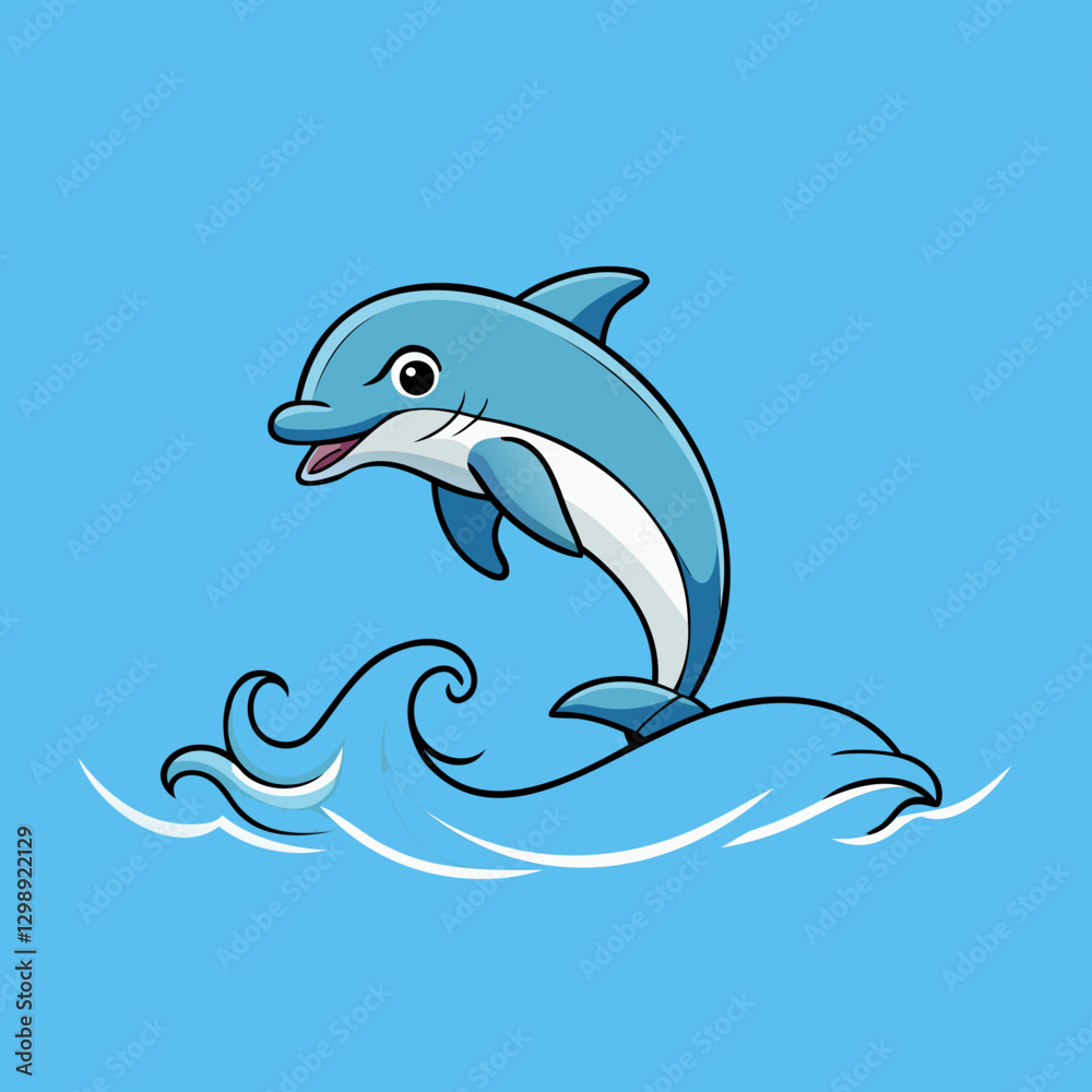 Fototapeta premium Playful Dolphin Leaping Above Crystal-Clear Ocean Waves Stunning Marine Life Scene