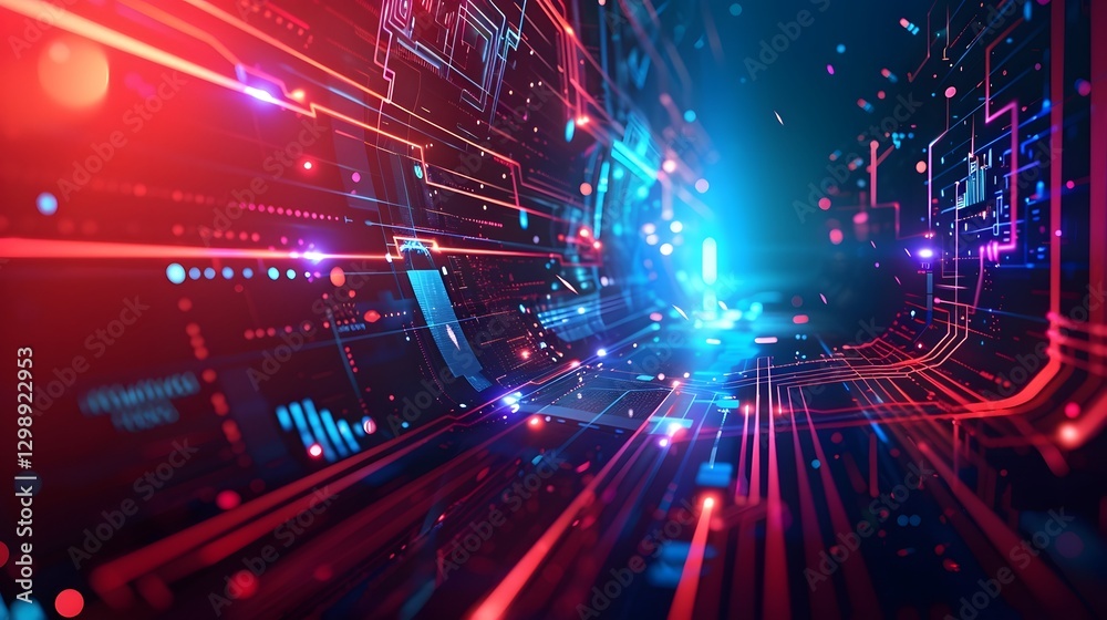 High Tech Business Communication Digital Backdrop with Futuristic Neon Highlights and Glowing Lines High Tech Business Communication Digital Backdrop with Futuristic Neon Highlights and Glowing Lines