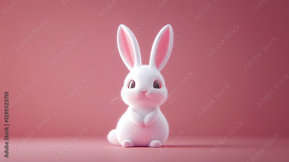 Cute cartoon rabbit with a pink background. Cute cartoon rabbit with a pink background.