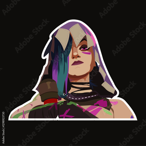 jinx - Arcane, Arcane jinx, Jinx sticker vector art, Jinx art, Arcane illustration, arcane art