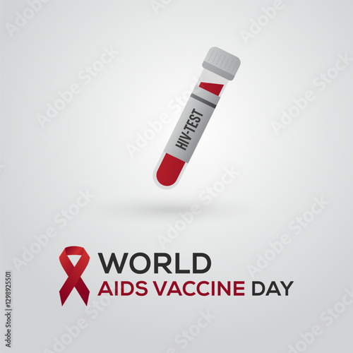 hiv test and red ribbon illustration vector for world AIDS vaccine day