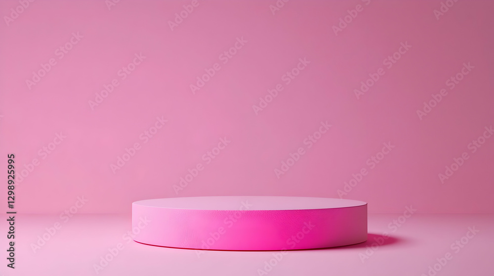 Pink Circular Podium For Product Display Against a Pastel Pink Background Pink Circular Podium For Product Display Against a Pastel Pink Background