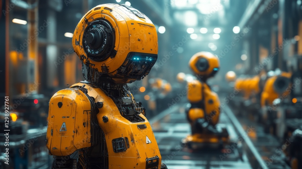 In a cutting-edge factory, robotic arms equipped with AI technology work efficiently along a conveyor system. The environment emphasizes automation and engineering advancements in manufacturing. In a cutting-edge factory, robotic arms equipped with AI technology work efficiently along a conveyor system. The environment emphasizes automation and engineering advancements in manufacturing.