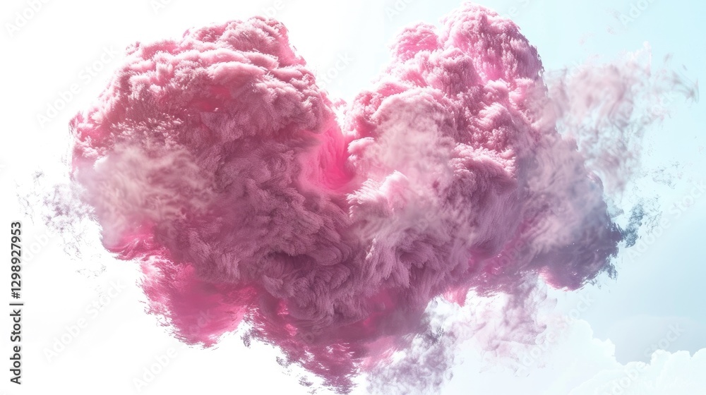 Fototapeta premium Pink Fluffy Heart Cloud. Concept Design for Valentines Day Greeting Card