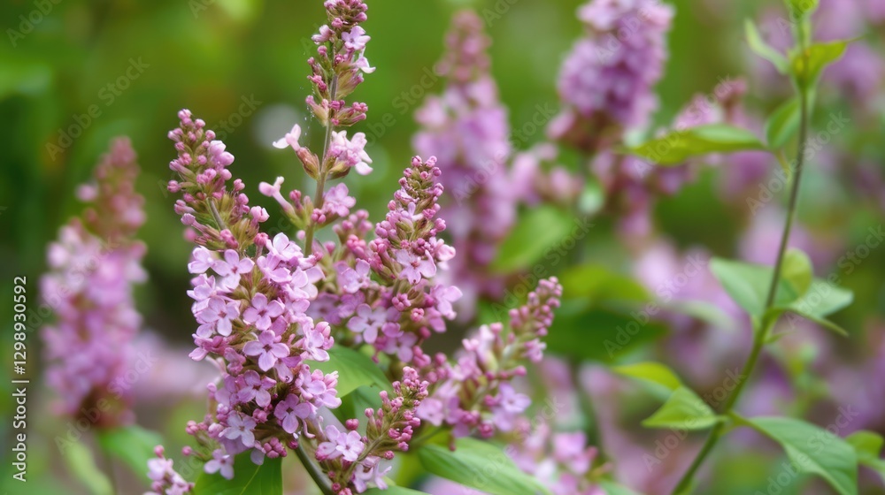 Vibrant pink flowers blooming in a lush garden, surrounded by greenery and soft sunlight filtering through leaves Vibrant pink flowers blooming in a lush garden, surrounded by greenery and soft sunlight filtering through leaves