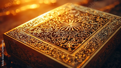 Ornate Gold Box in Sunlight