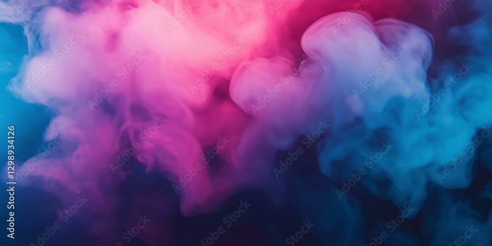 Fototapeta premium Swirling neon fog creates a mesmerizing backdrop with gradient tones blending into a sleek futuristic layout for various creative projects and designs