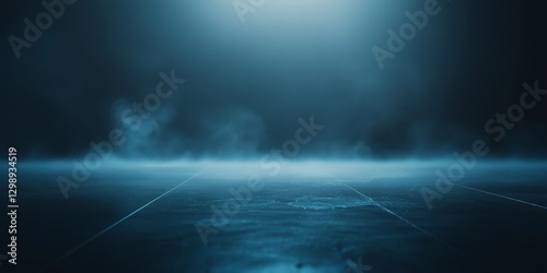 Abstract background featuring thin smoke trails on a dark minimalist floor, creating an ethereal atmosphere of tranquility and depth
