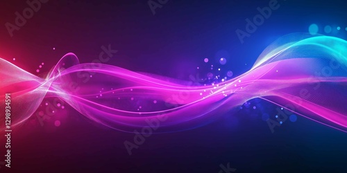 Vibrant neon wave patterns illuminated by bright pink and blue tones create a sleek futuristic design perfect for modern backgrounds and digital art