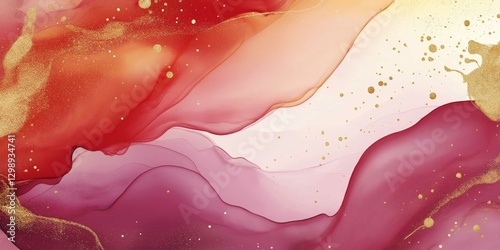 Vibrant abstract background with watercolor splashes and bold streaks in rich gold, red, and purple colors creating an energetic and captivating design for artistic projects