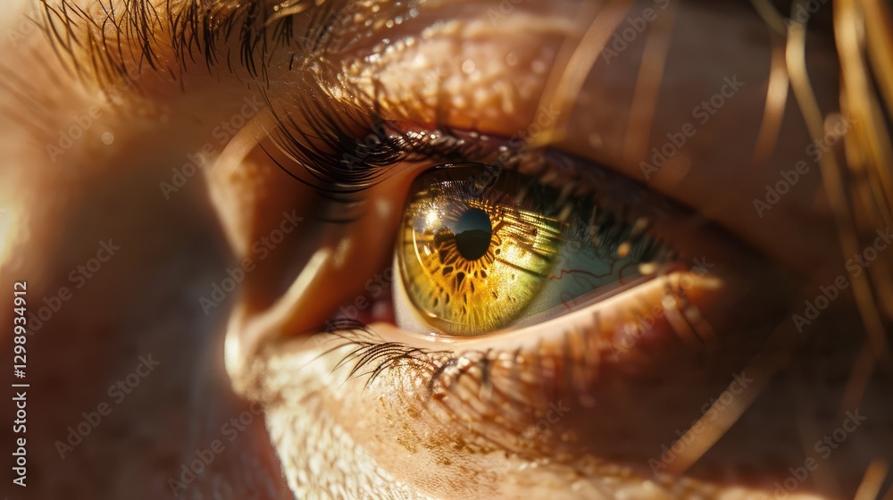 Close-up of a vibrant green eye reflecting a scenic landscape with intricate details and natural lighting Close-up of a vibrant green eye reflecting a scenic landscape with intricate details and natural lighting