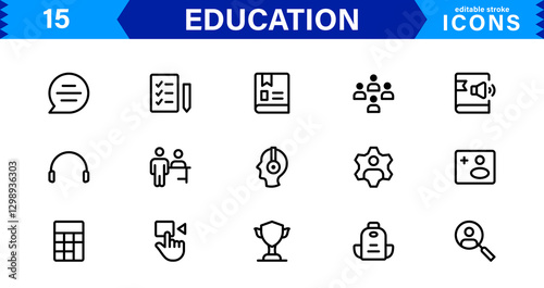 Education Icon Set. High-Quality Vector Icons for Schools, Teachers, Learning, and Academic Institutions