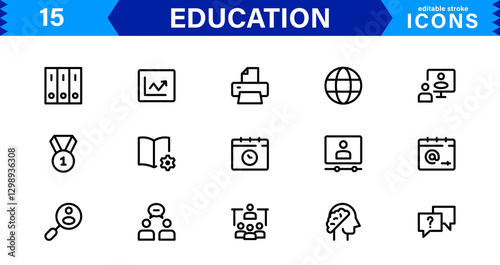 Education Icon Set. High-Quality Vector Icons for Schools, Teachers, Learning, and Academic Institutions