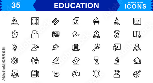 Education Icon Set. High-Quality Vector Icons for Schools, Teachers, Learning, and Academic Institutions