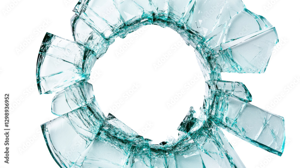 Broken glass forming a circle on transparent background Broken glass forming a circle on transparent background